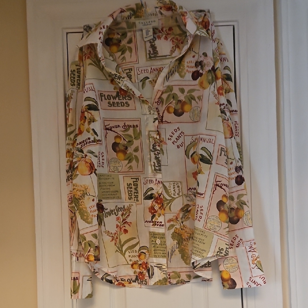Never Worn Calypso St. Barth Garden  Print Button-Up Shirt